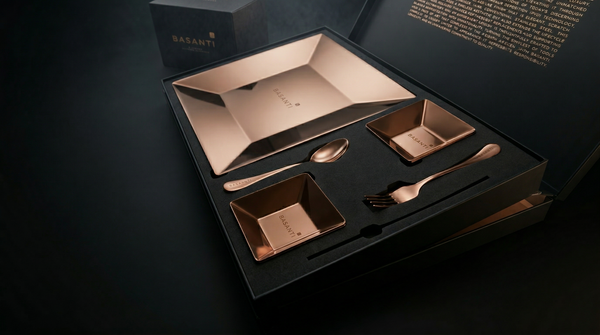 BASANTI Rose Gold Dinner Set - PVD Titanium Stainless Steel Dinner Set India | BASANTI