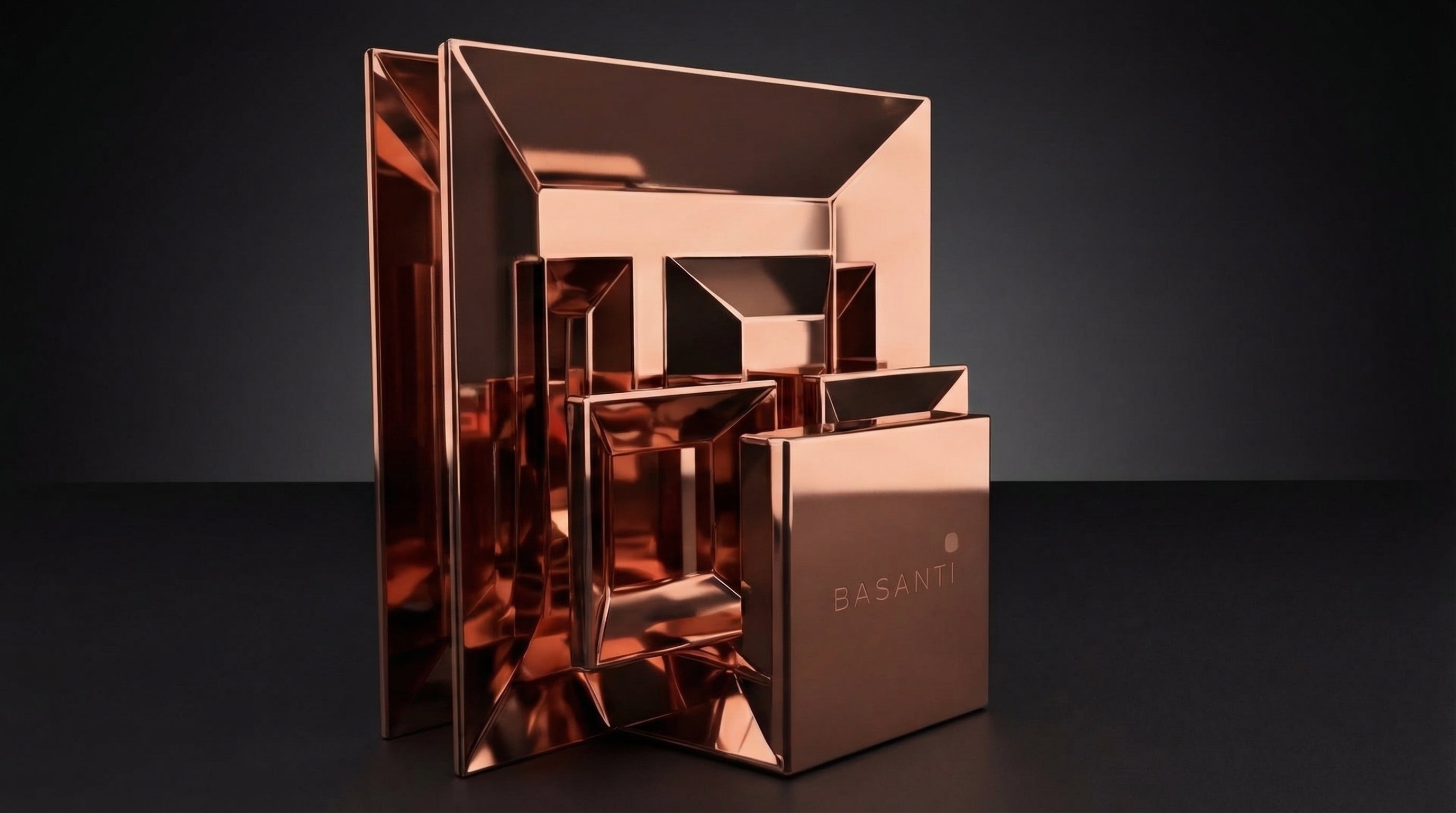 BASANTI Rose Gold PVD Titanium Stainless Steel Dinner Set India - Display View
